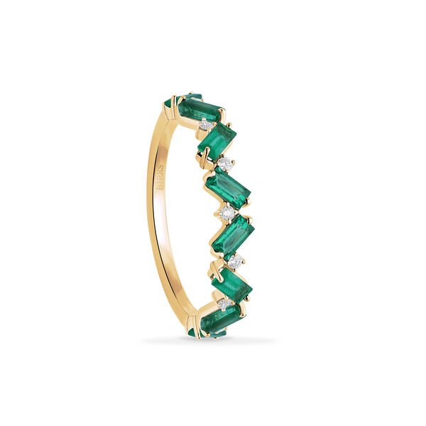 Yellow Gold Emerald and Diamond Ring