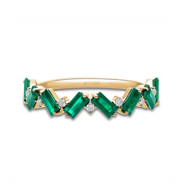 Yellow Gold Emerald and Diamond Ring