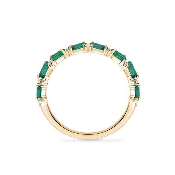 Yellow Gold Emerald and Diamond Ring
