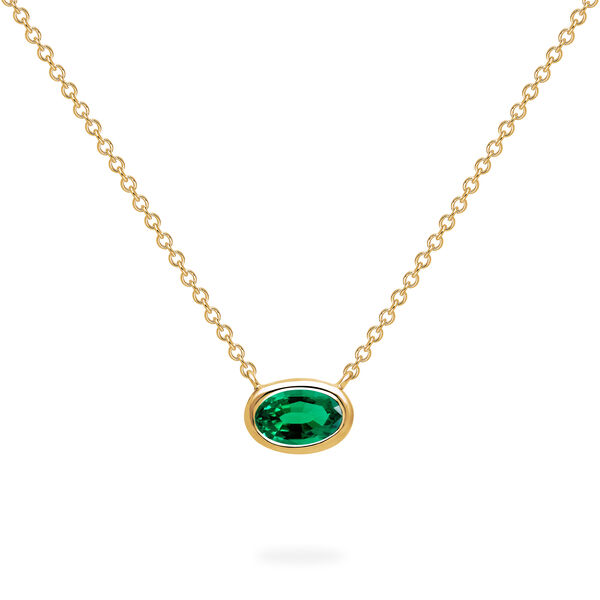 Yellow Gold Emerald Pendant Necklace