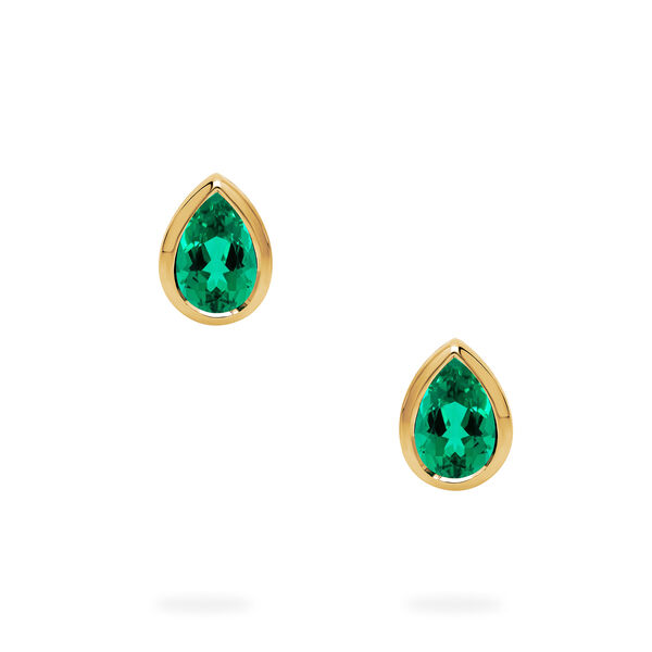 Yellow Gold Emerald Stud Earrings