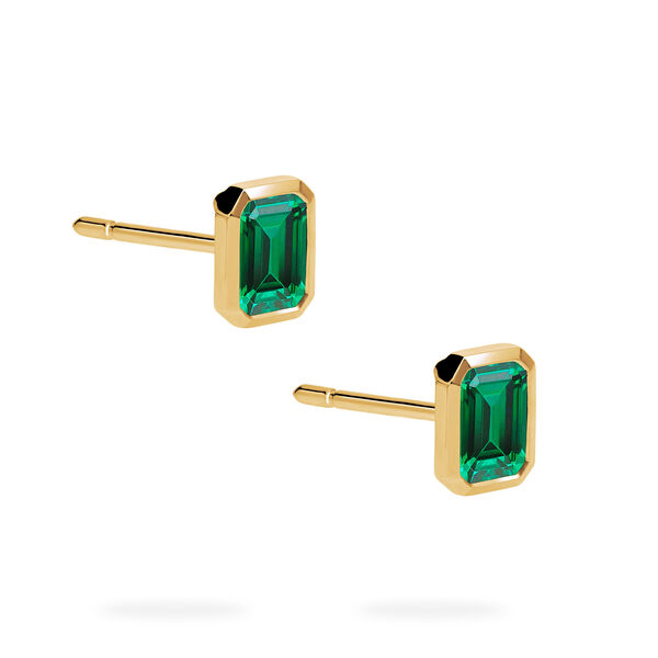 Yellow Gold Emerald Stud Earrings