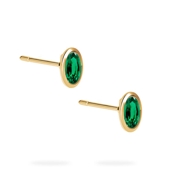Yellow Gold Emerald Stud Earrings