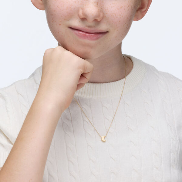 Yellow Gold Moon Pendant for Kids