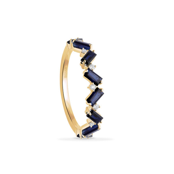 Yellow Gold Sapphire and Diamond Ring