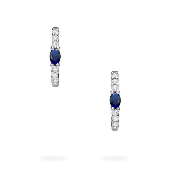 White Gold Sapphire and Diamond Hoop Earrings