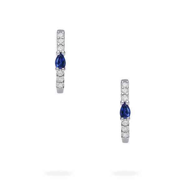 White Gold Sapphire and Diamond Hoop Earrings