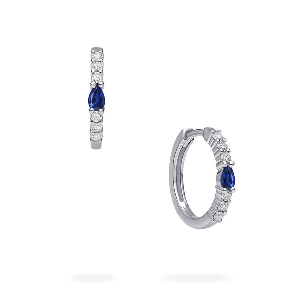 White Gold Sapphire and Diamond Hoop Earrings