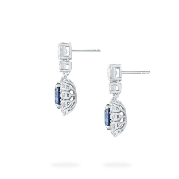 Sapphire Cushion-Cut Earrings with Diamonds in White Gold