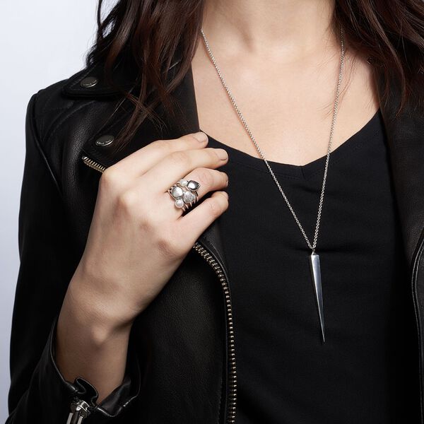 Silver and Pearl Stackable 5-Ring Set