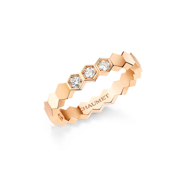 Bee de Chaumet 3.5 mm Rose Gold Diamond Ring