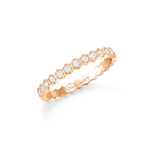 Bee de Chaumet 2.5 mm Rose Gold Diamond Pav&eacute; Ring