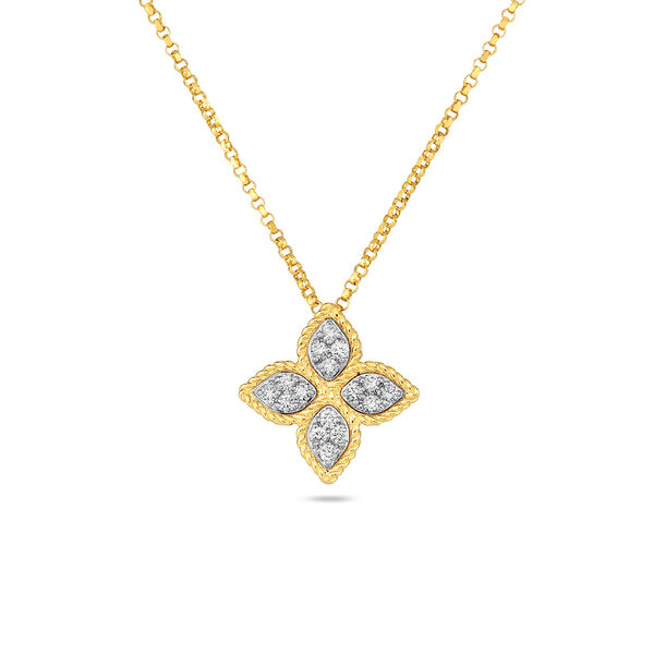 Princess Flower Medium Yellow Gold Diamond Pendant