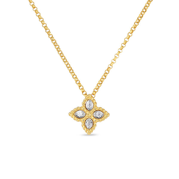 Princess Flower Small Yellow Gold Diamond Pendant