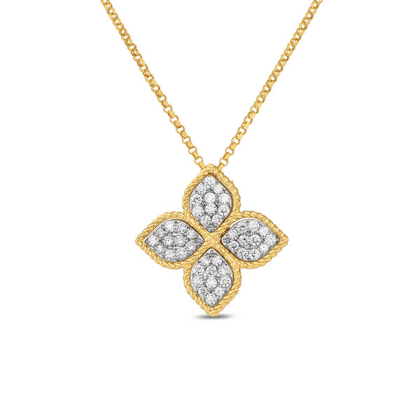 Princess Flower Large Yellow Gold Diamond Pendant