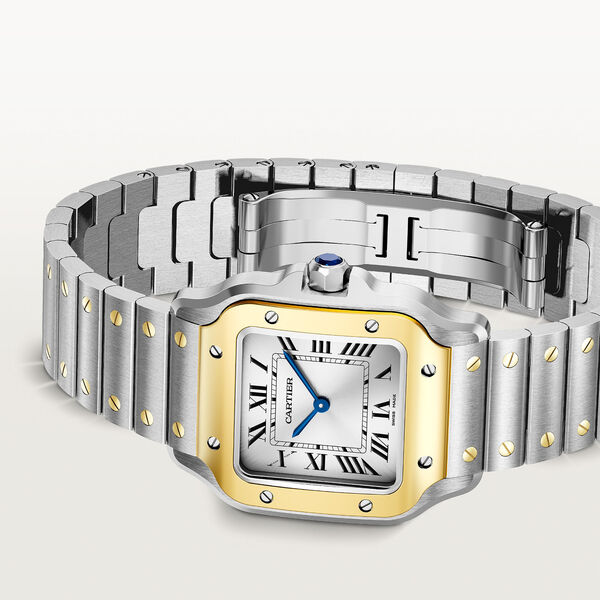 Santos de Cartier Small Quartz 27 mm Yellow Gold and Stainless Steel
