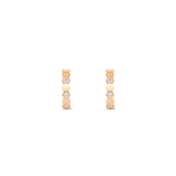 Bee de Chaumet Small Rose Gold and Diamond Hoop Earrings