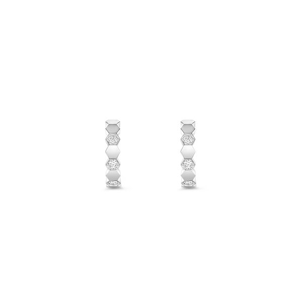 Bee de Chaumet Small White Gold and Diamond Hoop Earrings