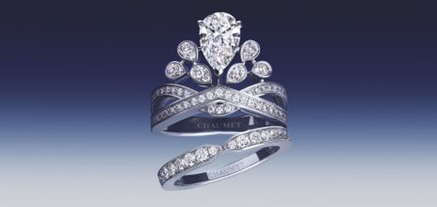 Chaumet bridal collection on a blue background.