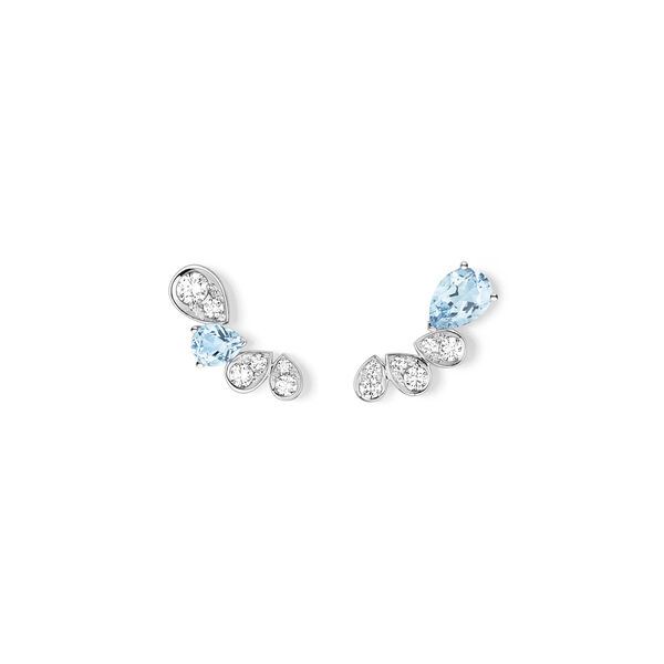 Josephine Ronde D'Aigrettes White Gold, Aquamarine and Diamond Stud Earrings