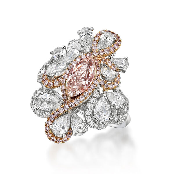 Pink Diamond Cluster Ring