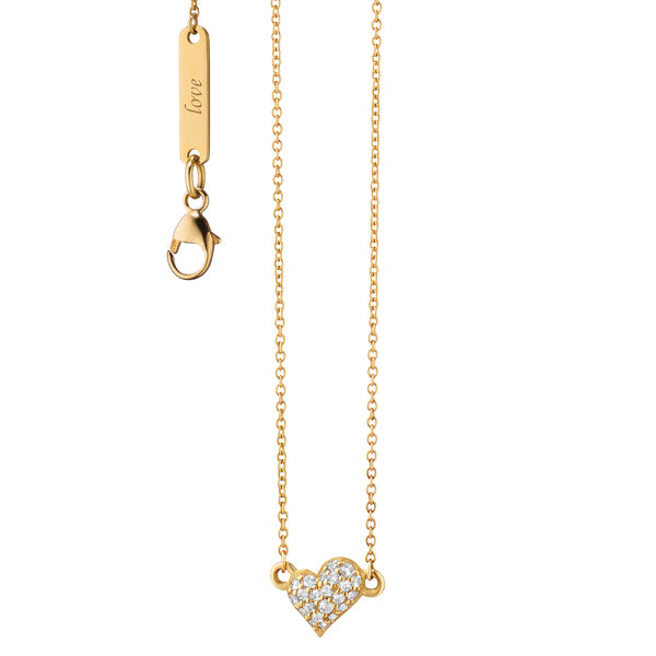 Critters & Things Yellow Gold and Diamond Mini Heart Charm Necklace