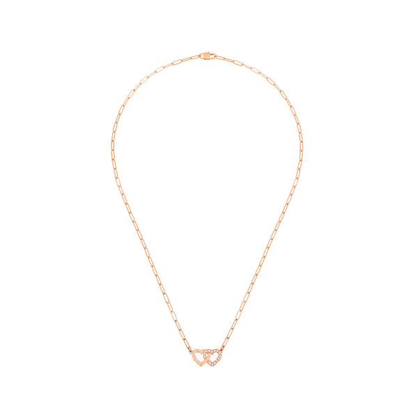 Double Coeurs R9 Rose Gold and Diamond Pav&eacute; Necklace
