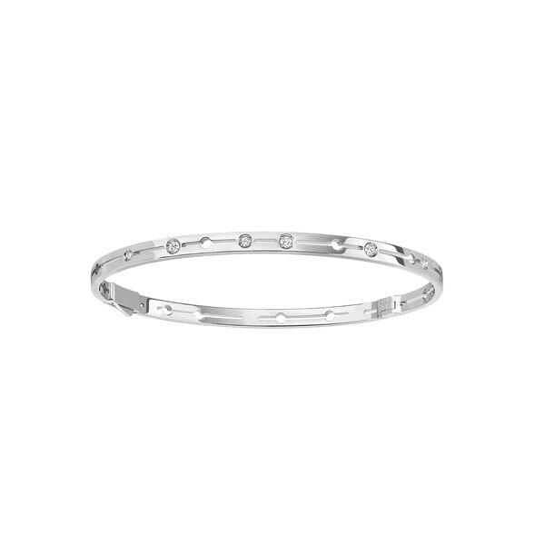 Pulse Small White Gold and Diamond Bangle