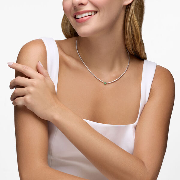 Emerald Line Necklace in White Gold