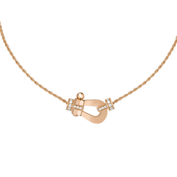 Force 10 Medium Rose Gold and Half Pav&eacute; Diamond Necklace