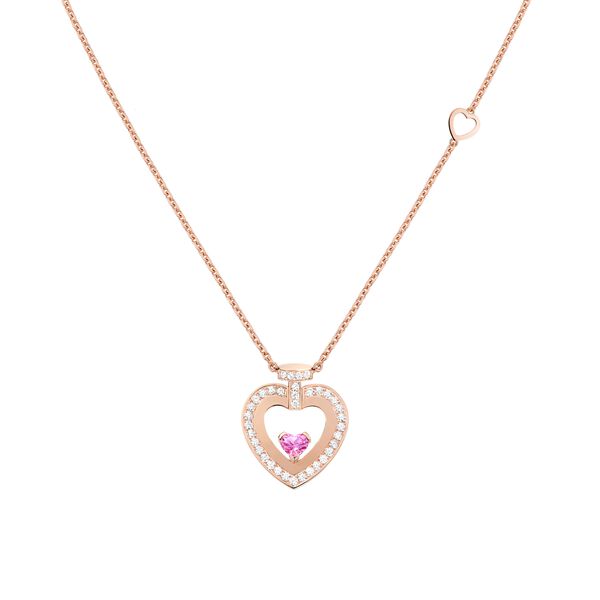 Pretty Woman Medium Rose Gold, Pink Sapphire and Diamond Pav&eacute; Pendant
