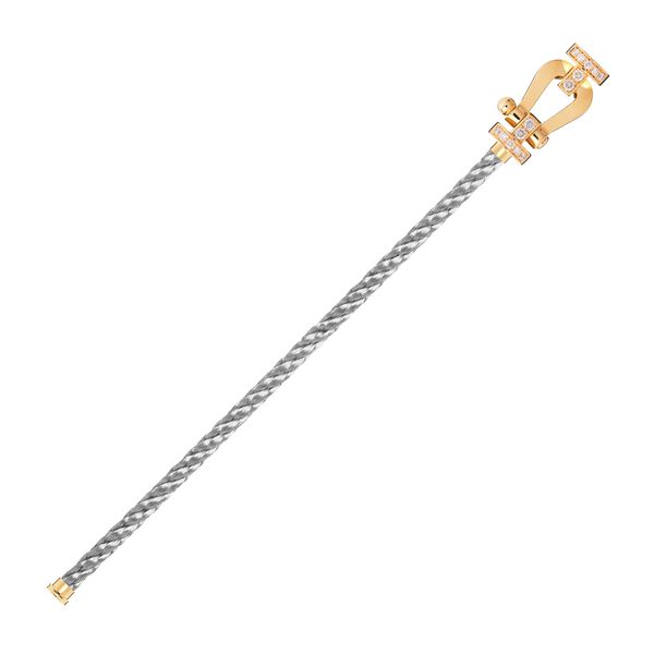 Force 10 Large Yellow Gold and Diamond Pav&eacute; Cable Bracelet