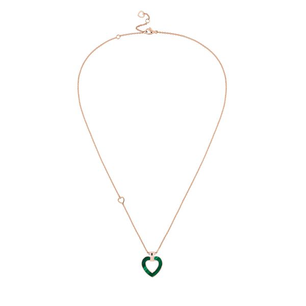 Pretty Woman Medium Rose Gold, Malachite, Mother-of-Pearl and Diamond Heart Pendant