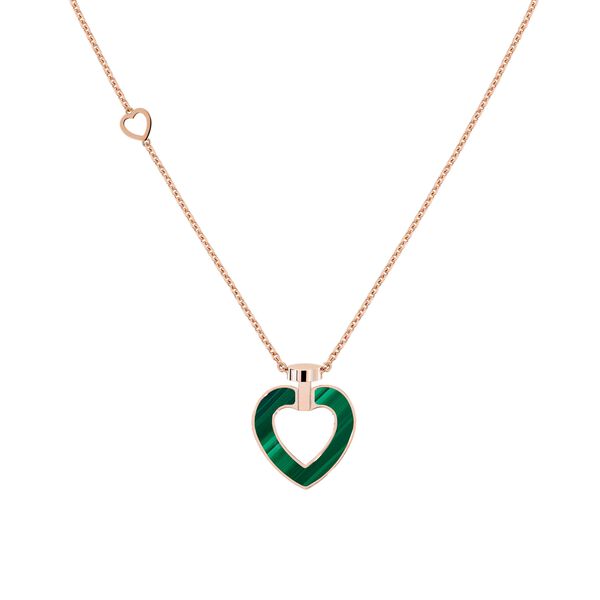 Pretty Woman Medium Rose Gold, Malachite, Mother-of-Pearl and Diamond Heart Pendant