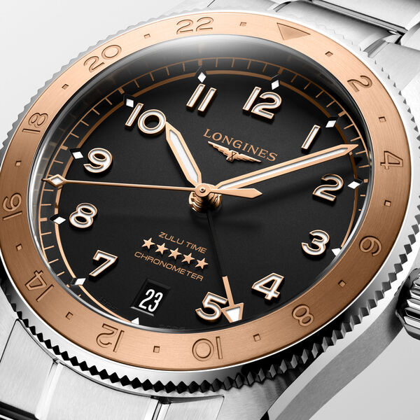 Spirit Zulu Time 1925 Automatic GMT 39 mm Rose Gold and Stainless Steel