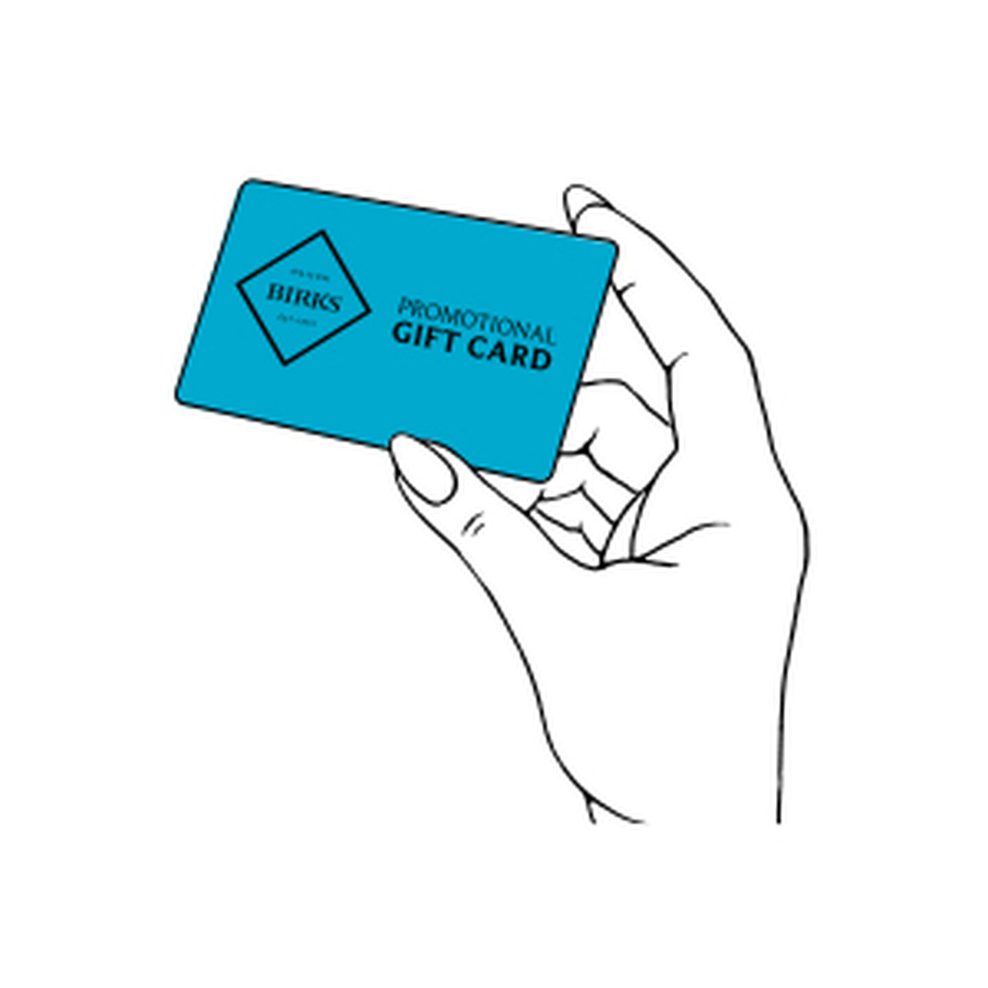 Illustration of a Maison Birks blue gift card.