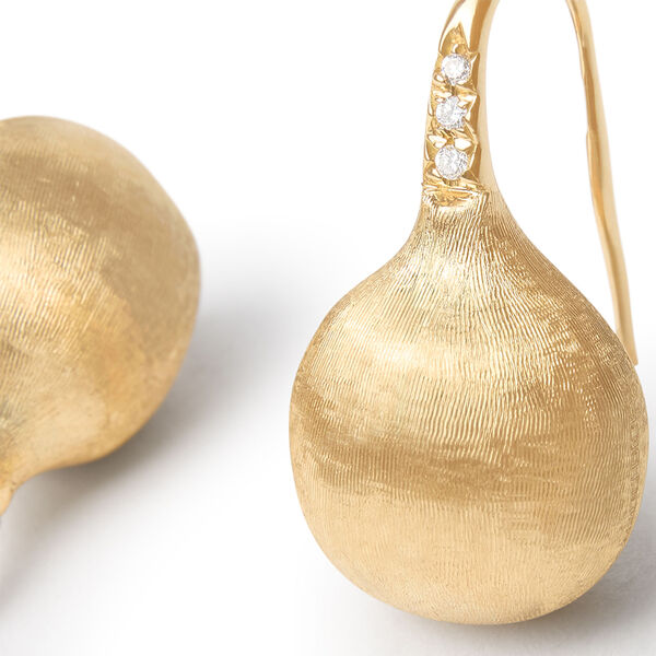 Africa Yellow Gold and Diamond Earrings