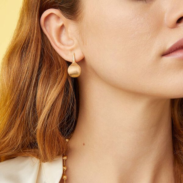 Africa Yellow Gold and Diamond Earrings