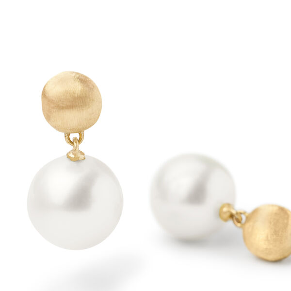 Africa Yellow Gold and Pearl Earrings