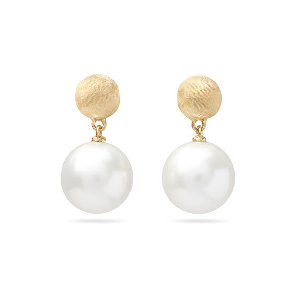 Africa Yellow Gold and Pearl Earrings