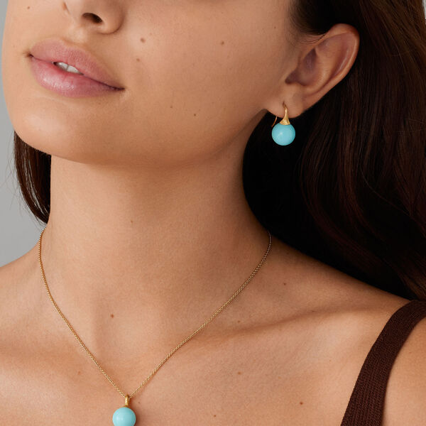 Africa Yellow Gold and Turquoise Earrings