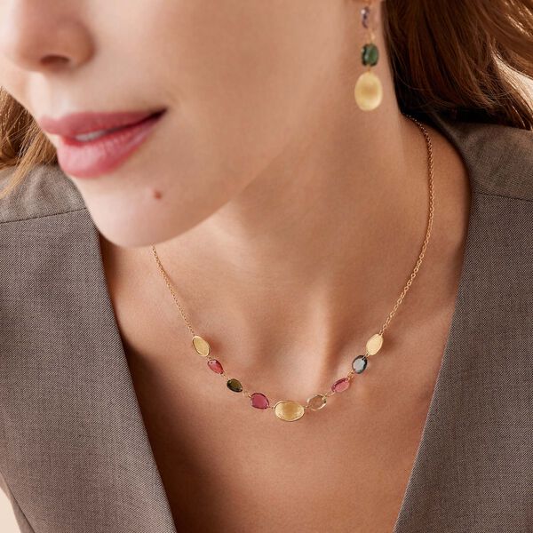 Lunaria Colour Yellow Gold and Tourmaline Necklace