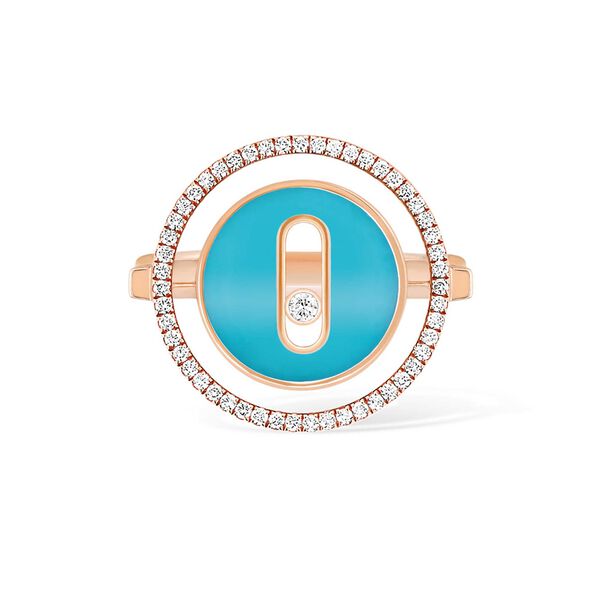 Lucky Move Small Rose Gold, Turquoise and Diamond Ring