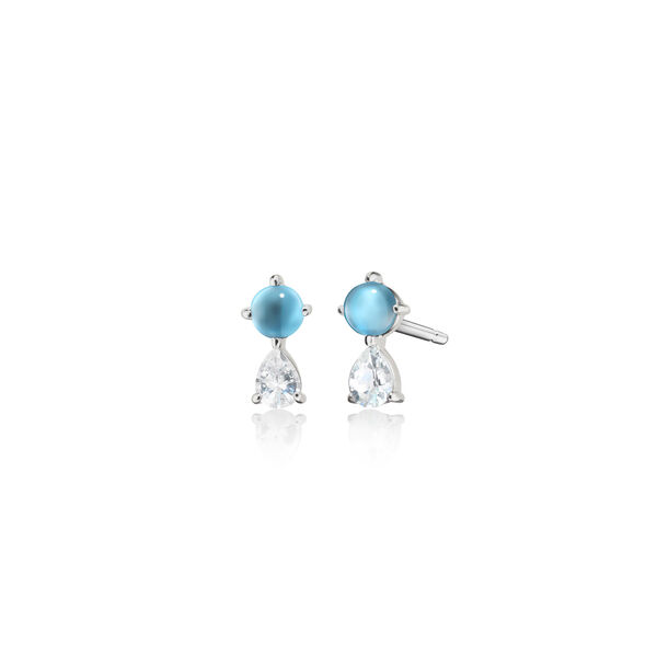 SMS Silver, Blue Topaz and White Sapphire Stud Earrings