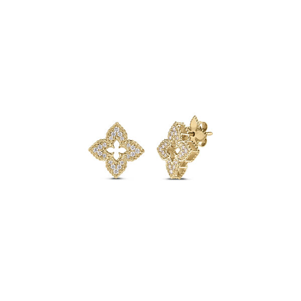 Venetian Princess Small Yellow Gold and Diamond Pav&eacute; Stud Earrings