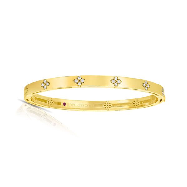 Love In Verona Yellow Gold and Diamond Bangle Bracelet