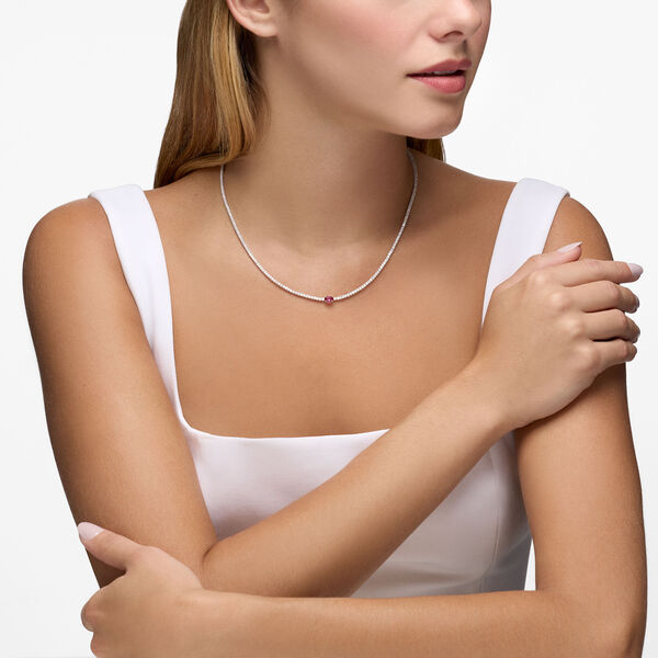 Ruby Line Necklace in White Gold