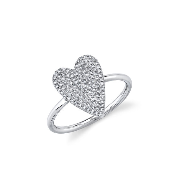 White Gold Ring with Diamond Pav&eacute; Heart