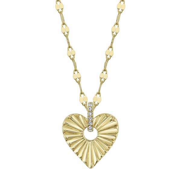 Yellow Gold and Diamond Pav&eacute; Bezel Heart Pendant