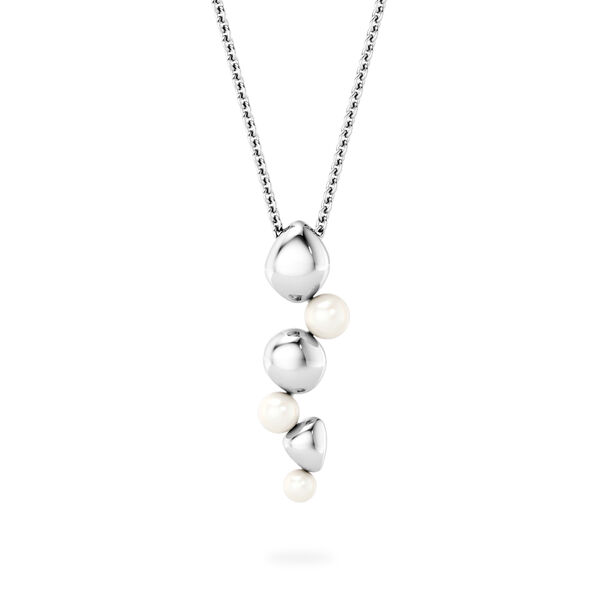 Drop Necklace in Sterling Silver with Pearls